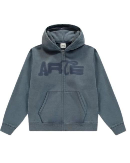 Arte' Split Patch Zip Hoodie in het Blue voor heren