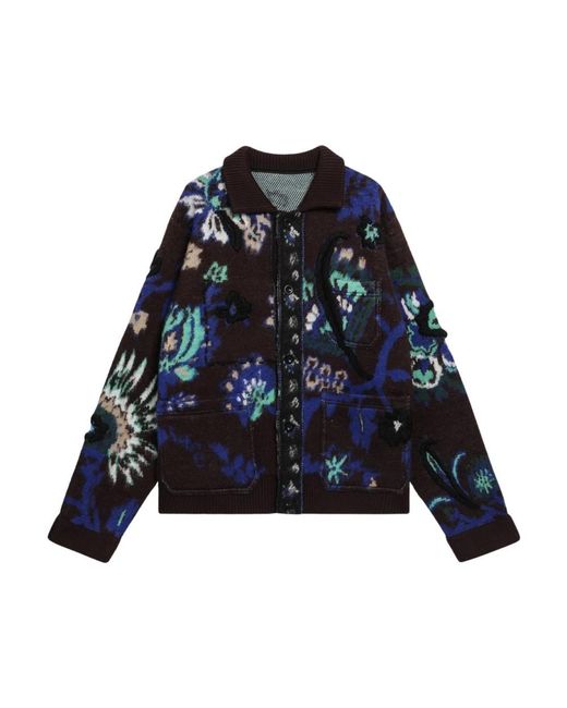 Sacai Floral Jacquard Knit Blouson in het Blue voor heren