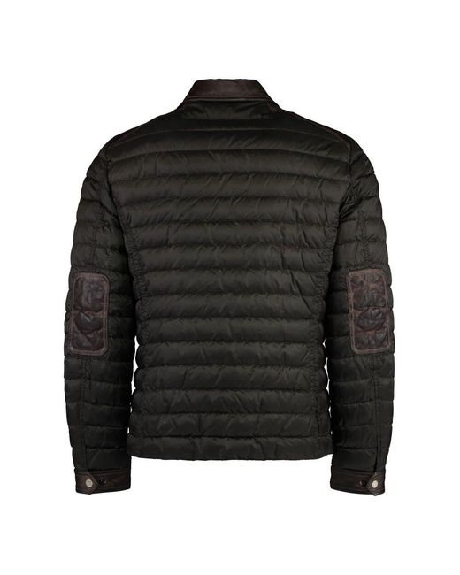 Moorer Daunenjacke mit lederbesätzen in Black für Herren