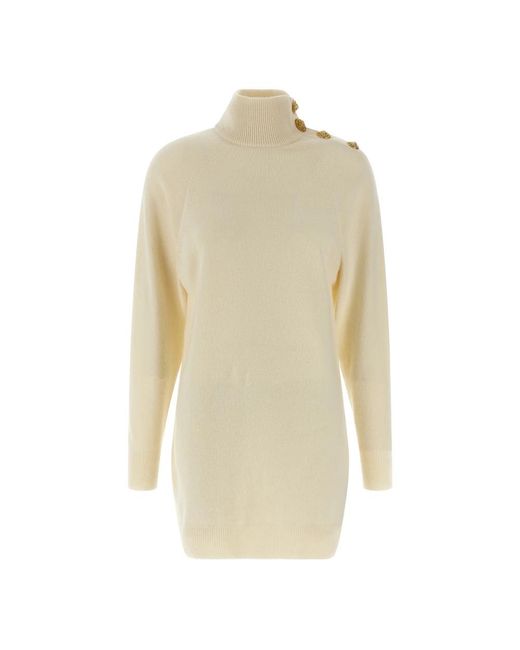 Balmain Natural Knitted Dresses