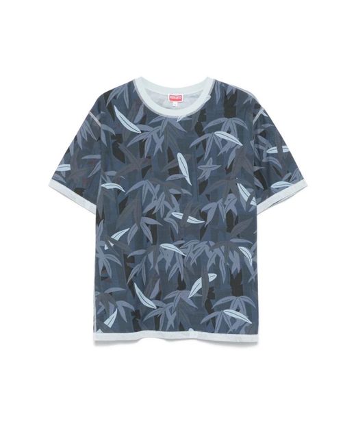 KENZO Tops ,Blauw ,Blauw Logo Print Crew Neck T-Shirts in het Blue voor heren