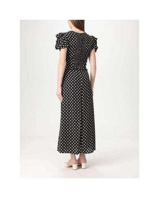 Mar De Margaritas Black Rotes Polka Dot Midi Kleid