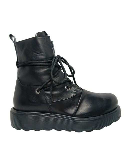 Ixos Black Lace-Up Boots