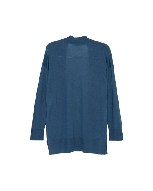 Le Tricot Perugia Blue Pocket Cardigan