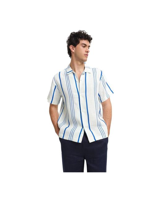 Peninsula Italienisches leinen-bowlinghemd in Blue für Herren