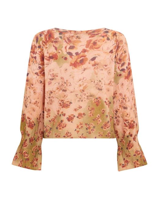 Alberta Ferretti Orange Round-Neck Knitwear
