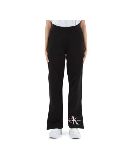 Pantaloni sportivi in cotone con stampa logo di Calvin Klein in Black