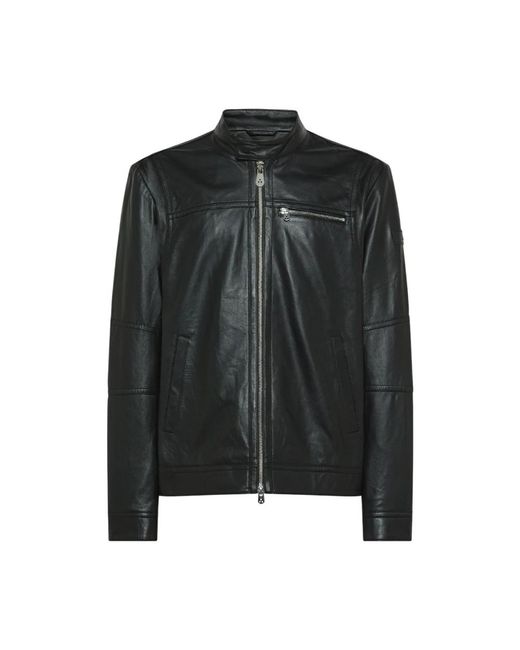 Peuterey Black Leather Jackets for men