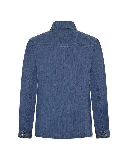 Moorer Overhemden ,Blauw ,Denim Classic Denim Shirt in het Blue voor heren