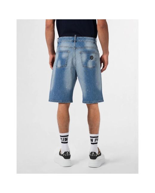 Denim Shorts Philipp Plein de hombre de color Blue