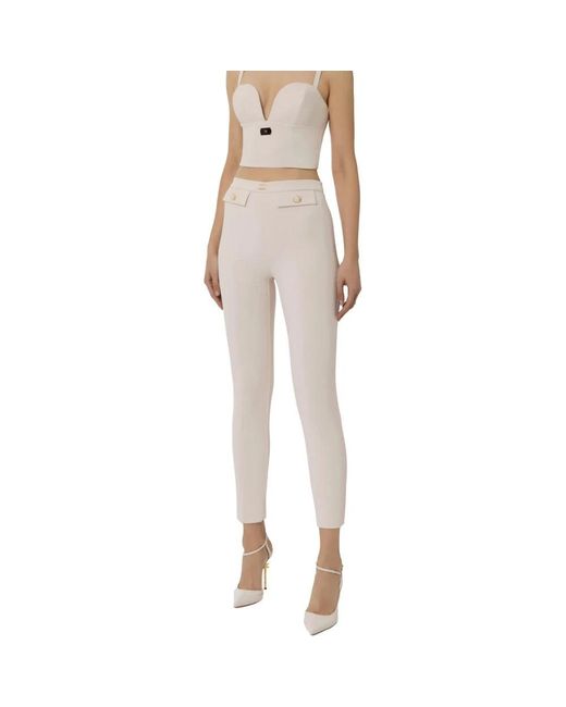 Elisabetta Franchi Natural Cropped Trousers