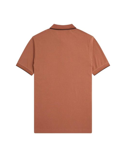 Fred Perry Tops ,Bruin ,Katoen Gestreepte Kraag Polo Shirt Met Iconisch Borduurwerk in het Brown voor heren