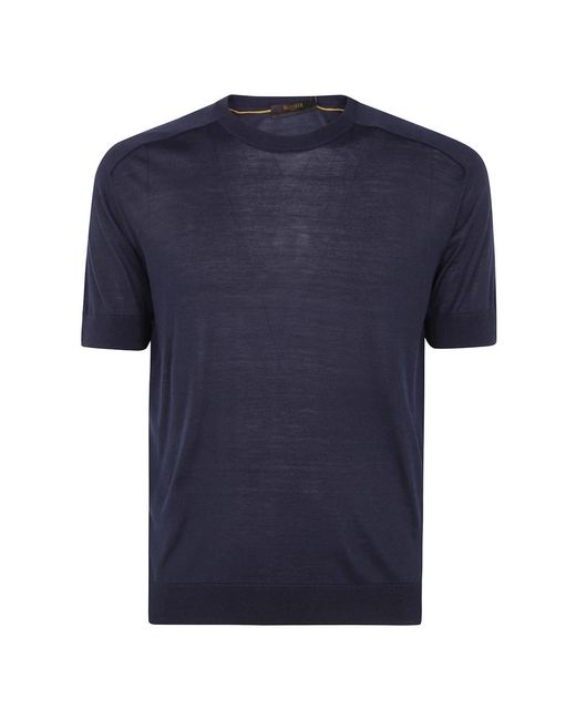 Moorer Korte Mouw Sweater in het Blue voor heren