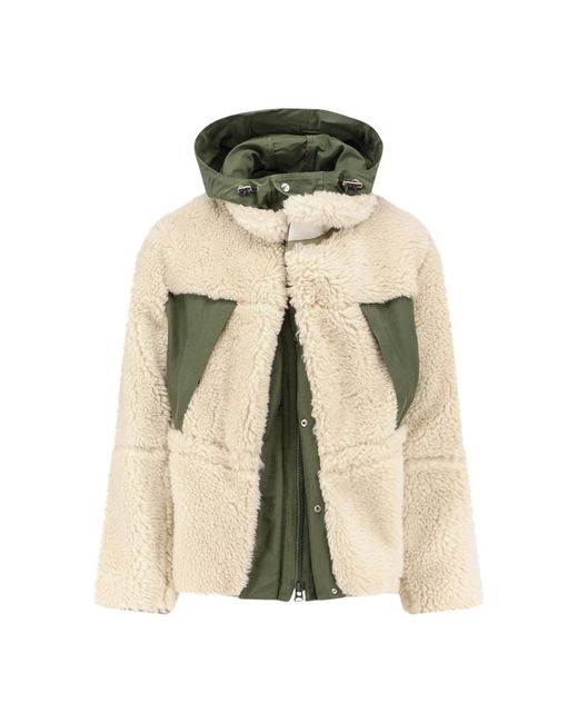 Sacai Green Faux Fur & Shearling Jackets for men