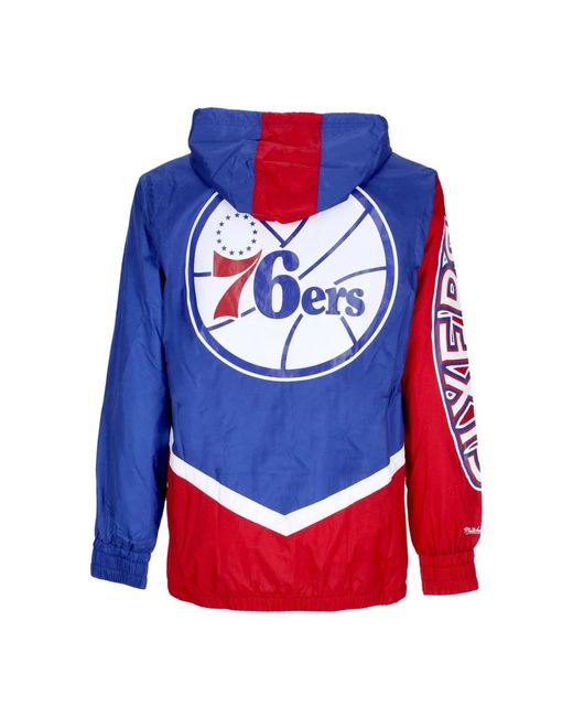 Mitchell & Ness Fitness ,Blauw ,Polyester Philadelphia 76Ers Windbreaker in het Blue voor heren