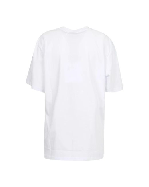 MSGM Tops ,Wit ,Katoen Box Logo T-Shirt Met Korte Mouwen in het White voor heren