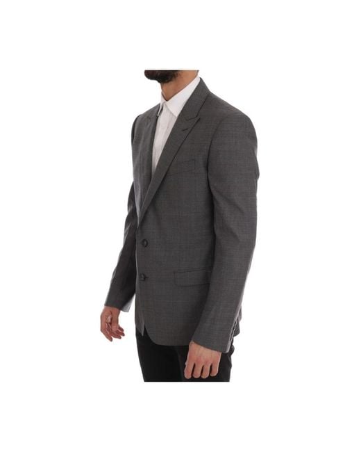 Dolce & Gabbana MARTINI Slim Blazer aus Wolle in Grau in Black für Herren