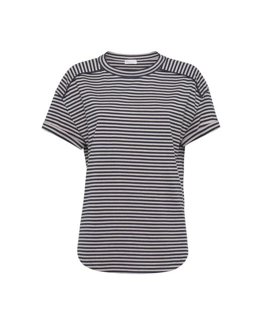 Brunello Cucinelli Blue Striped Jersey T-Shirt