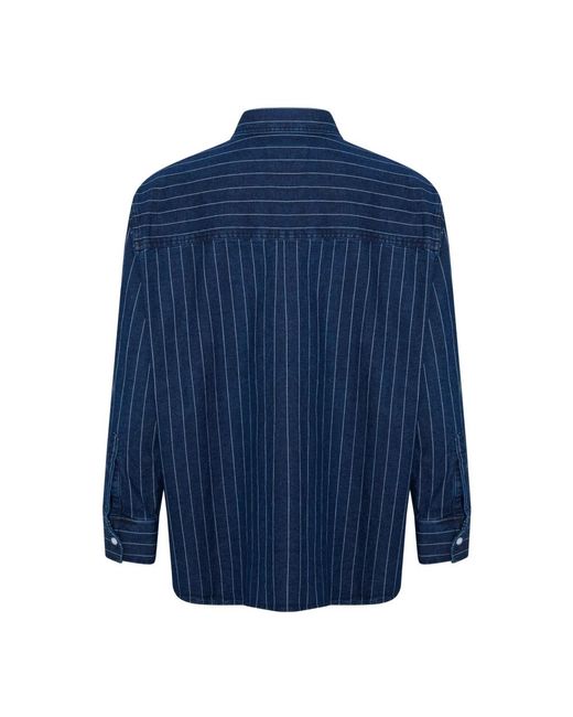 Part Two Overhemden ,Blauw ,Denim Donker Denim Gestreept Shirt in het Blue