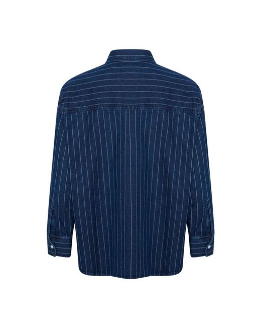 Part Two Overhemden ,Blauw ,Denim Donker Denim Gestreept Shirt in het Blue