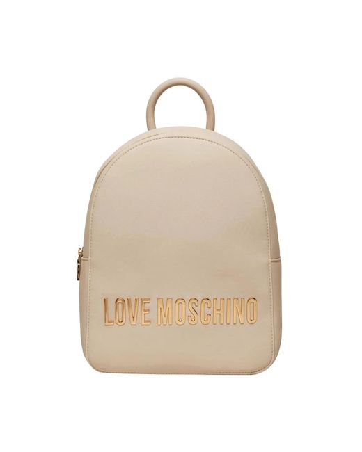 Love Moschino Natural Ivory synthetischer rucksack mit gold metall details