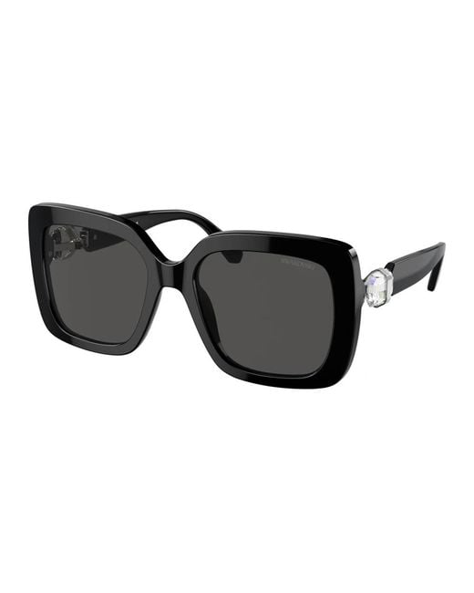 Swarovski Black Sunglasses, Oversized, Square Shape, Sk6001