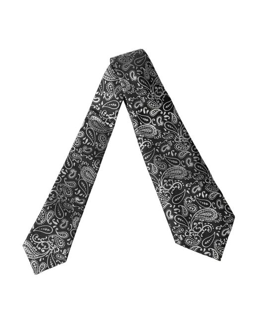Dolce & Gabbana Accessoires ,Zwart ,Paisley Zijden Verstelbare Stropdas in het Gray