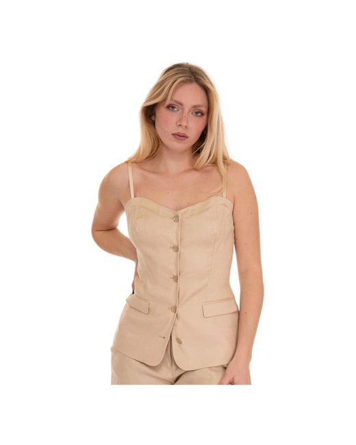 Sleeveless Tops Guess de color Brown