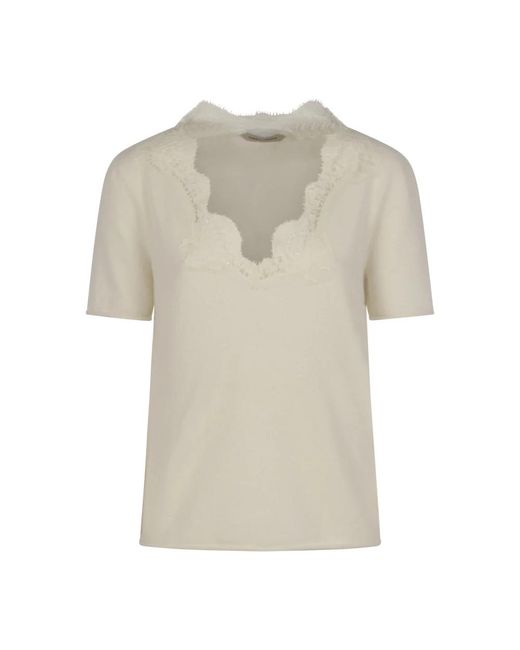 Alberta Ferretti Natural V-Neck Knitwear