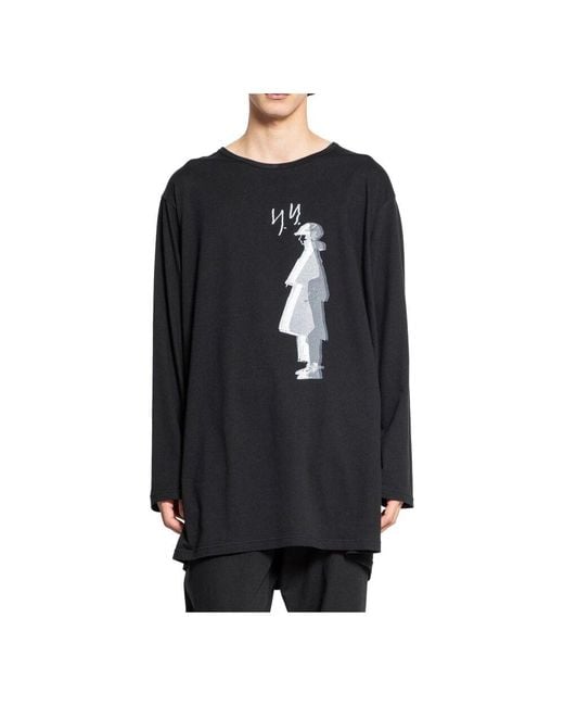 Yohji Yamamoto Langarmshirt Mit Grafikdruck in Black für Herren