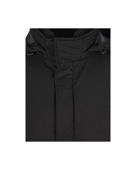 Herno Black Long Padded Coat With Knitted Collar Clothing for men