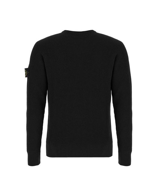 Stone Island Black Round-Neck Knitwear for men