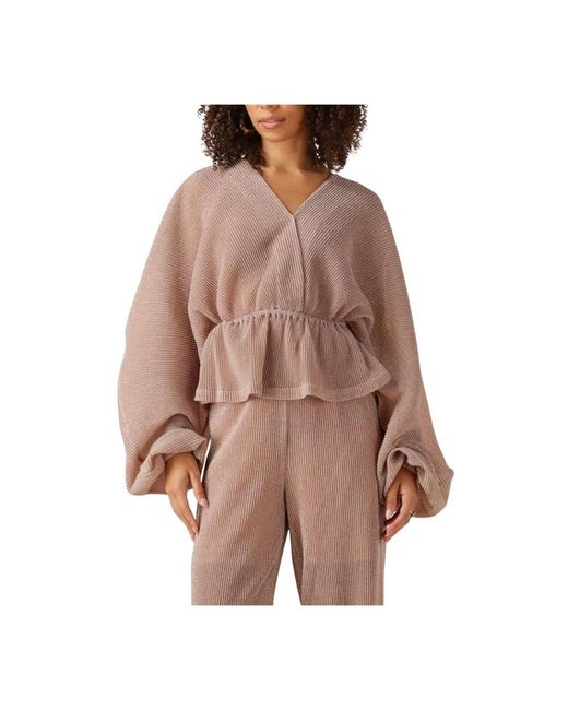 Notre-v Overhemden ,Wol Roze Longsleeve Top Voor Stijlvolle Vrouwen in het Brown