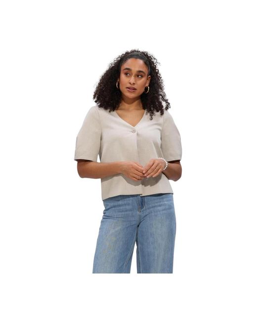 Object Overhemden ,Polyester Objlisa S/S Re Top in het Blue