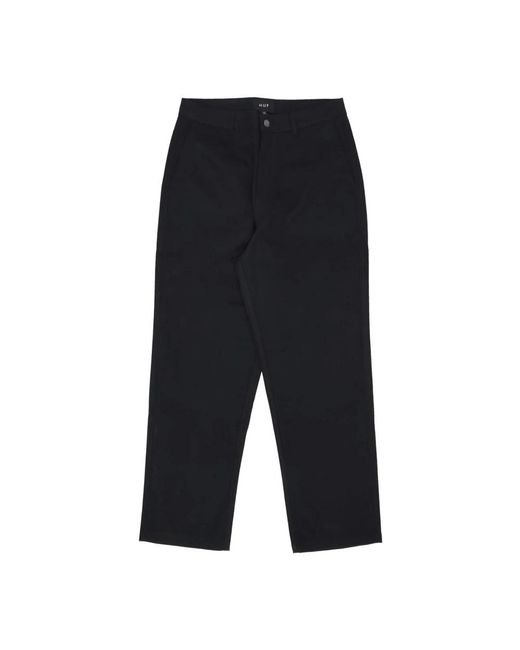 Huf Black Straight Trousers for men