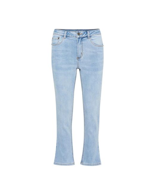 Kaffe Jeans ,Blauw ,Denim Kasinem Jeans Cropped in het Blue