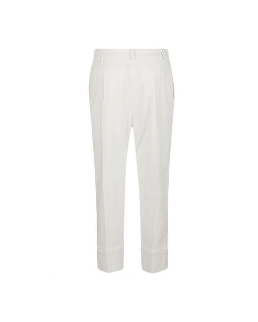 Eleventy White Cremefarbene hose mit hohem saum