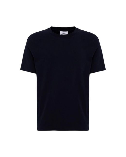 Alpha Studio Tops ,Blauw ,Katoen Modern T-Shirt Met Korte Mouwen in het Black voor heren