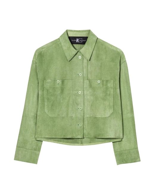 Luisa Cerano Jassen ,Groen ,Leer Veloursleren Overhemd in het Green