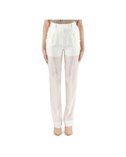 Pantalones de mezcla de lyocell con cierre de cremallera Calvin Klein de color White