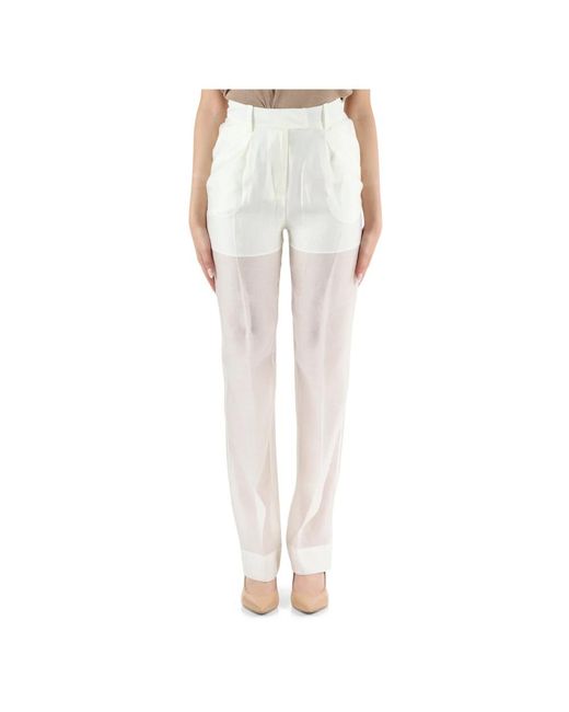 Pantaloni in misto lyocell con zip di Calvin Klein in White