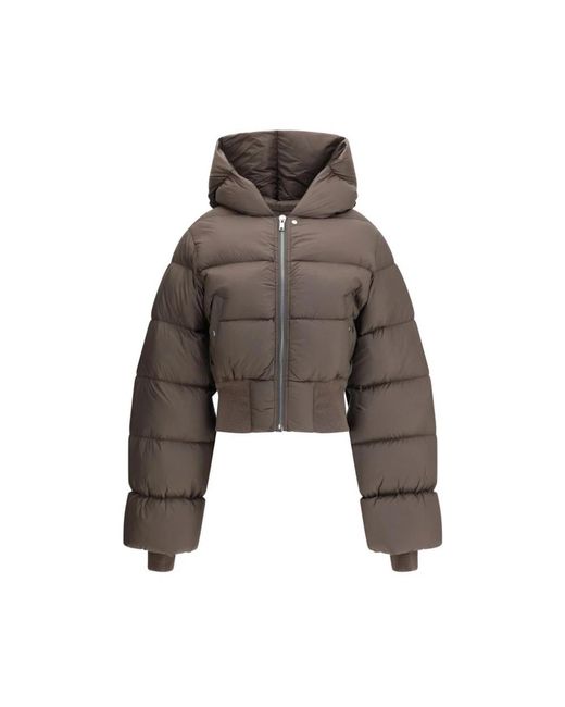 Rick Owens Jassen ,Bruin ,Katoen Korte Gewatteerde Hoodiejas in het Brown