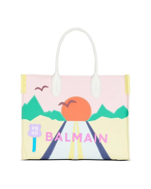 Balmain Multicolor Medium B-Army Postcard Tote Bag