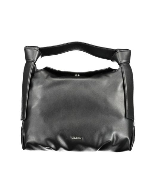 Calvin Klein Black Schwarze Polyester-Handtasche Mit Kontrastdetails