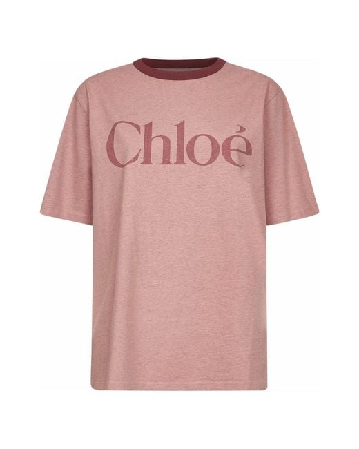 Chloé Contrasterende Ribgebreide T-Shirts En Polo's in het Pink