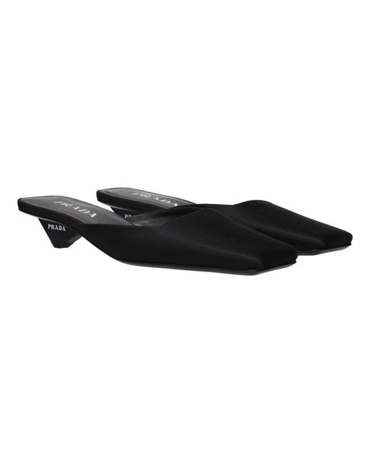 Prada Black Heeled Mules