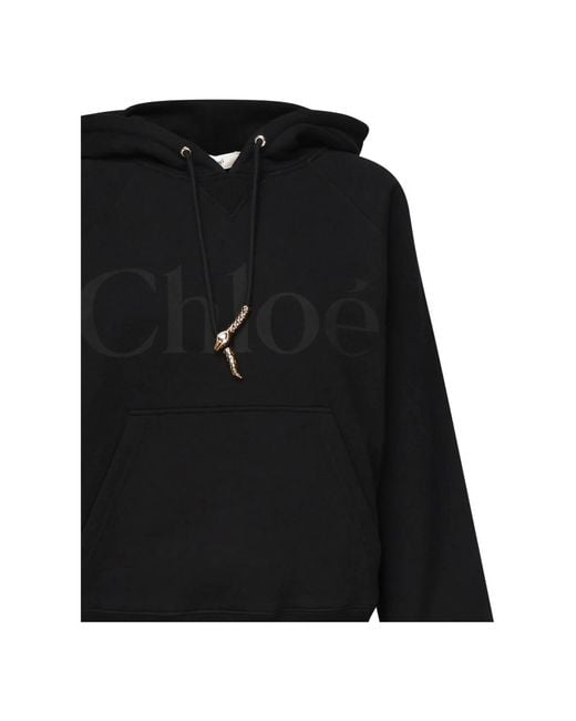 Chloé Zwarte Sweater Met Capuchon En Slangenkoord in het Black