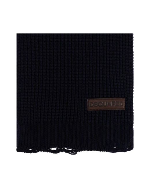 DSquared² Woll Logo Patch Strickschal in Black für Herren
