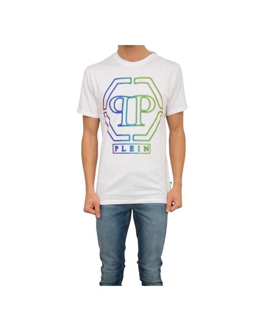 Philipp Plein Hexagon besticktes t-shirt rundhals in Blue für Herren