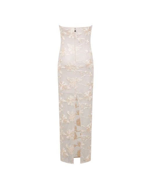ROTATE BIRGER CHRISTENSEN White Besticktes Langes Kleid Mit Hinterem Schlitz